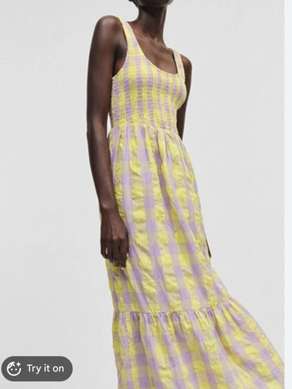 ASOS Yellow and Lavender Check Maxi Dress